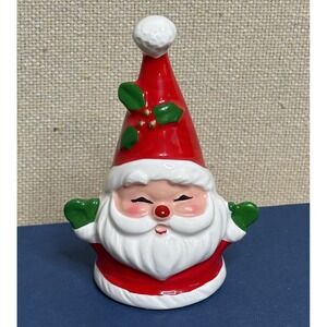 Vintage Josef Originals Kitschy Smiling Santa Claus Ceramic Christmas Bell